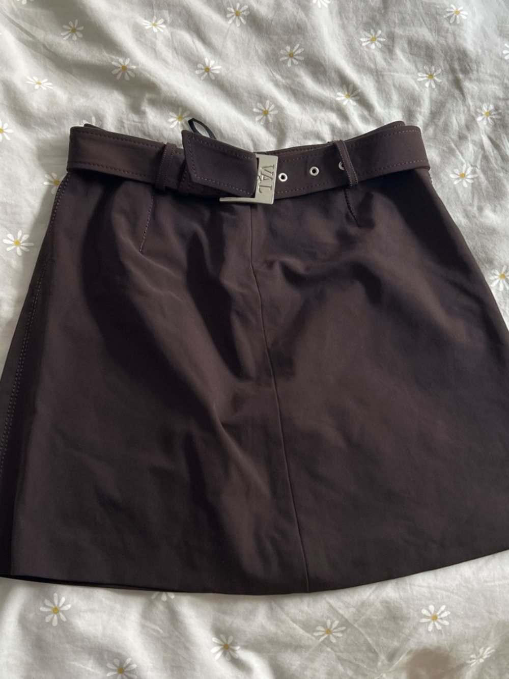 Valentino Garavani Dark Brown Mini Skirt with Branded Belt